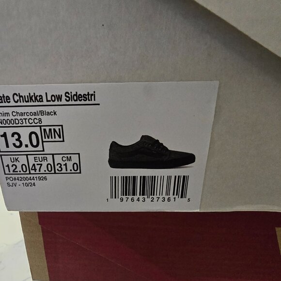 Vans Skate Chukka Low Sidestripe Denim Charcoal VN000D3TCC8 Mens Size 13 NEW - Picture 9 of 9